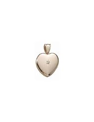 Solid 14k Premium Weight Yellow Gold Heart W/ Center Diamond Picture Locket 3/4 inch x 3/4 inch