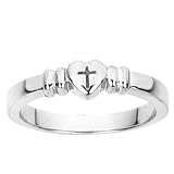 Sterling Silver Heart with Cross Ring