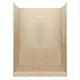 American Bath Factory 34 x 60 Single Threshold Basic Shower Package with Center Drain and Right Neo Cut
