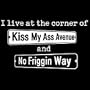 I Live at the Corner of Kiss My Ass Avenue and No Friggin Way T-shirt, XXX-Large, Lt Blue