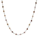 Sterling Silver .925 Genuine Pink Shell Stone Bead Link Necklace