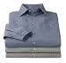Upscale Men's Cotton Blend Long Sleeve Microcheck Industrial Workwear Dress Shirt - Blue/Charcoal