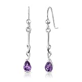 1.00 Ct.T.W. Genuine Pear Shape Amethyst in Pure Sterling Silver Earrings
