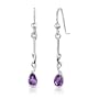 1.00 Ct.T.W. Genuine Pear Shape Amethyst in Sterling Silver Earrings