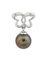 Sterling Silver Butterfly Bale with Tahitian Black Pearl Dangle
