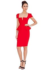 Cap Sleeves Peplum Gathered Elastane/Nylon/Viscose Scoop Neck Midi Dress 
