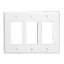 Leviton 80611-W 3-Gang Decora/GFCI Device Decora Wallplate, White