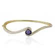 Yellow Gold Plated Sterling Silver Sapphire and Diamond Bangle Bracelet