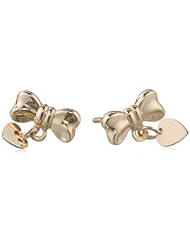 Girls 14k Gold Childrens Polished Heart Bow Threaded Post and Thread-On Thread-Off Clutch Drop Earrings