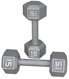Pair 15 Lb. Cast Iron Hex Dumbbells