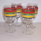 Fiesta Scarlet Multi-stripe 16-ounce Goblet Set of 4 by Fiesta
