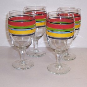 Fiesta Scarlet Multi-stripe 16-ounce Goblet Set of 4