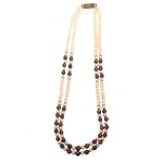 Amethyst Necklace 03 Multi Strand Pearl Double Purple White Crystal 17