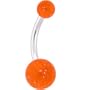 Belly - 7/16 Tangerine Glitter Banana Belly Ring