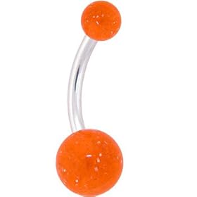 BELLY - 7/16 Tangerine GLITTER Banana Belly Ring by 