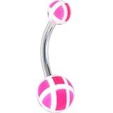 Pink PATCHWORK Belly Button Ring