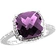 14K White Gold Amethyst and Diamond Ring