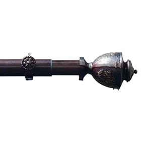 Peri Window Hardware Holdback Pair with Urn Shaped Finials - Dark Mahogany