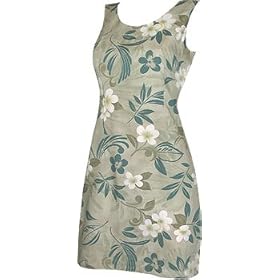 Tahitian Gardenia - Hawaiian Short Tank Dress in Yellow & Olive
