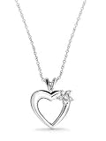 18k White Gold or Yellow Gold Open Heart & Flower Diamond Pendant (1/6 ct. tw.)