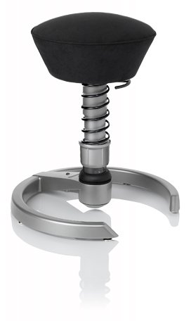SWOPPER CLASSIC 3D-Aktiv-Bürostuhl Hocker Sitzpolster Normal, Farbe onyx-schwarz, Fussring mit Metallgleiter, Feder SMALL 40 - 80 kg, Basis Titan, Federfarbe schwarz (SWOP10TSML)