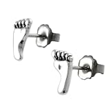 Sterling Silver Footprint Stud Earrings