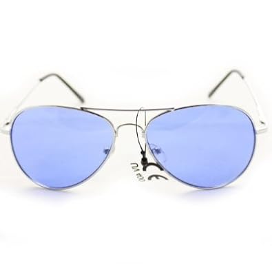 Click here to buy Aviator Fashion Sunglasses Silver Frame Blue Lens for Men and Women by Cuffu Online.