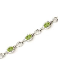 14K White Gold Oval Peridot Bracelet