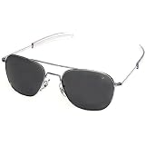 American Optical Flight Gear Original Pilot Sunglass, 57-mm Matte Chrome Frame with Bayonet Temples, True Color Grey Glass Lens