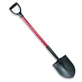 Round Point Shovel - Fiberglass Dirt, Garden and Landscaping Spade - D Grip by QPI Tools