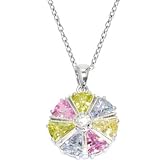 16 Inch Silver Multi Cubic Zirconia KALEIDOSCOPE Necklace