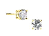 Crislu Stud Earrings, Gold Plated (1.00 cttw)