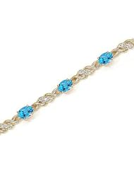 14kt Yellow Gold Oval Blue Topaz and Diamond Bracelet