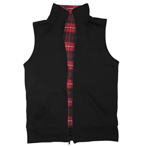 Buy Black and Black and Red Plaid Reversible Flip It Fleece Vest For Women and Girls. Fleece by Touch of Europe Hoodies