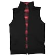 Black and Black and Red Plaid Reversible Flip It Fleece Vest For Girls. Fleece