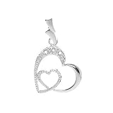 Sterling Silver Double Swirl Heart in Heart Pave White CZ Pendant