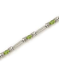 10k White Gold Natural Peridot And Diamond Tennis Bracelet