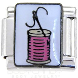 Spool Of Pink Thread & Needle Italian Charm