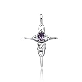 Bling Jewelry Sterling Silver Celtic Knot Cross Pendant with Oval Amethyst Gemstone