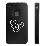 Apple iPhone 4 4S 4G Black Aluminum & Silicone Case Texans