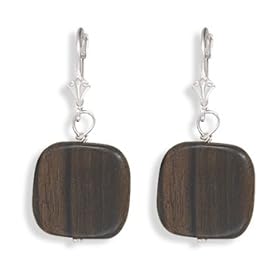 Round Wood Disk Earrings with Lever Back