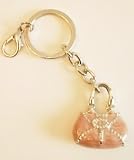 Apricot Pink Hobo Bag Key Silver Tone Crystal Key Chain with Swarovski