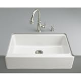 KOHLER K-6546-4U-0 Dickinson Apron-Front, Undercounter Kitchen Sink, White