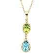 14K Yellow Gold Peridot, Swiss Blue Topaz and Diamond Pendant