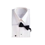 Cuff Tuxedo Dress Shirt w/ Bow Tie Pintuck Fold Down Collar Convertible Front