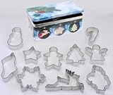 Tinplate Christmas Cookie Cutters, 10-Piece Set