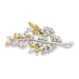 Sterling Silver Multi-color CZ Leaf Pin