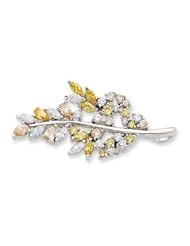 Sterling Silver Multi-color CZ Leaf Pin