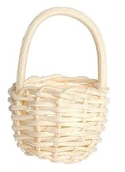 Dollhouse Miniature White Basket with Handle