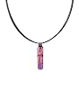 Necklace / Pendant - XP-75- Genuine Handmade Dichroic Glass Pendant Hung on a 16" Stainless Steel Black Colored Multi-Strand Cord + 2" Extension Chain ~ .925 Sterling Silver